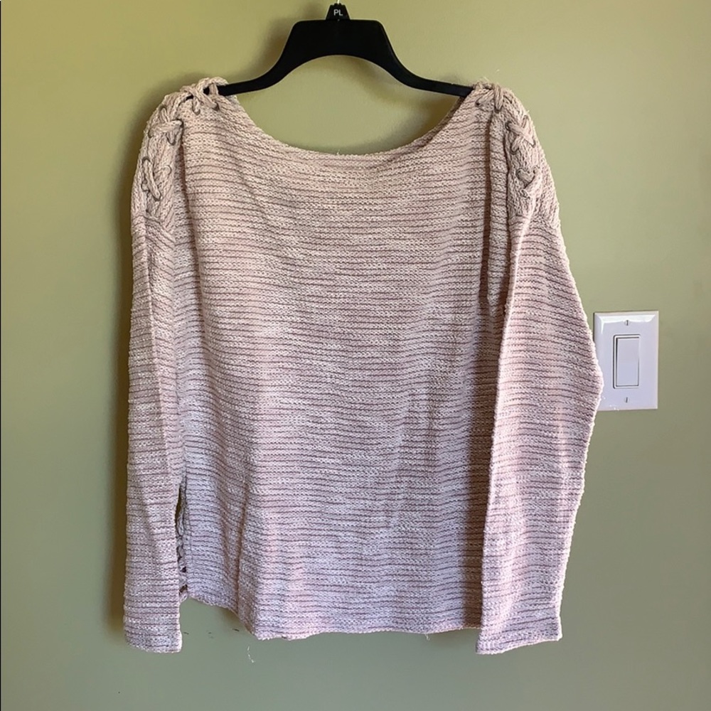 Maurices pink/cream colored sweater